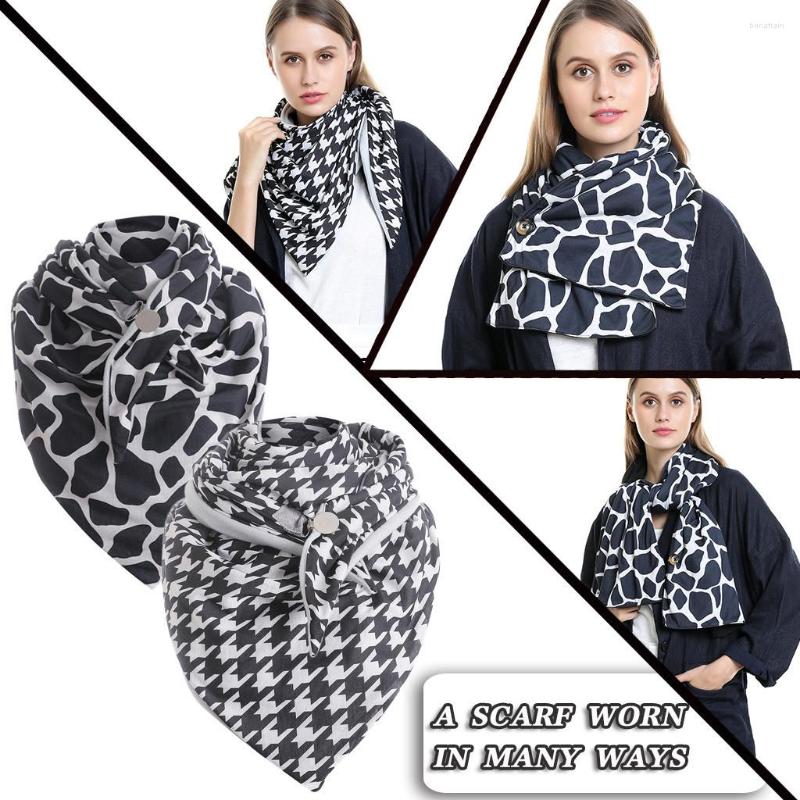 

Scarves Women Long Shawl Soft Shawls Wrap Bib Fashion Button Warm Winter Printing Casual Scarf Head For