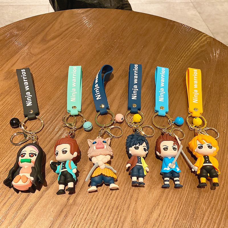 

Decompression Toy Designs Keychain Anime Demon Slayer Cartoon Car Creative Key Pendant Doll Decoration Bag Pendant Agatsuma Zenitsu Keyring