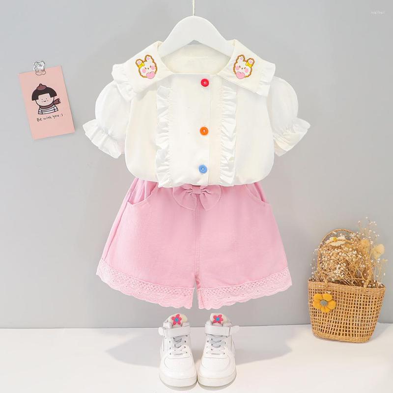 

Clothing Sets Summer Girls Clothes Small Flower 2022 Fashion Style From 1 To 5 Years Old Children T-shirt Short Baby Suit, Blue flower