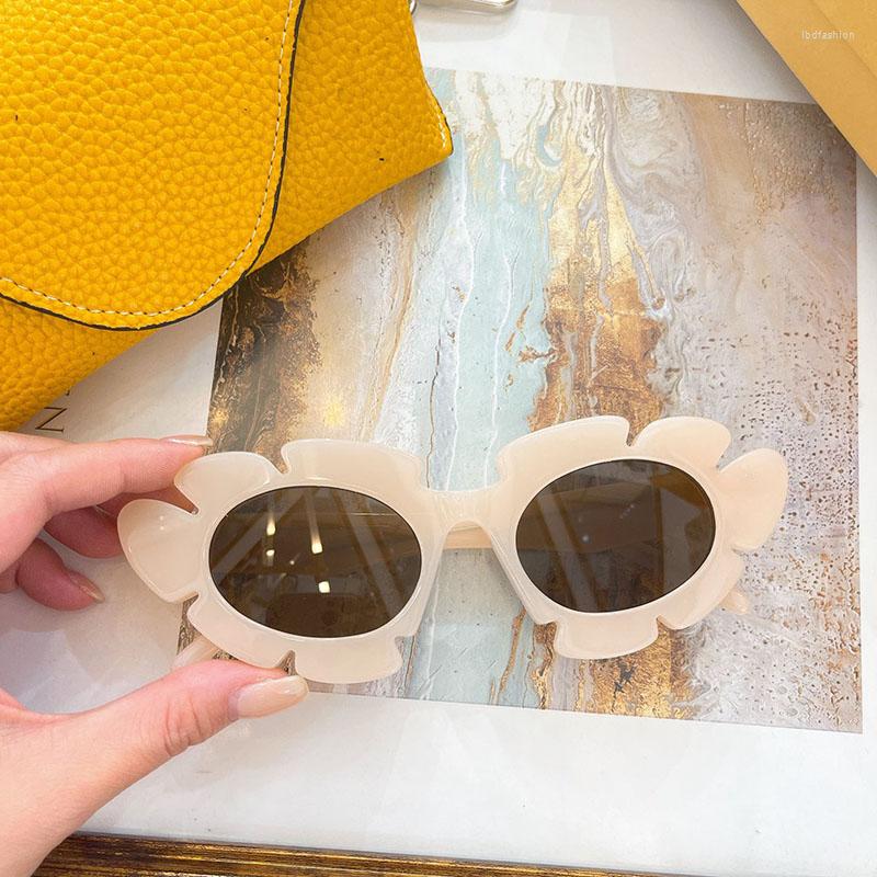

Sunglasses Acetate Translucent Tinted Women Fashion Weird Frame With Flower Shaped Eyeglass