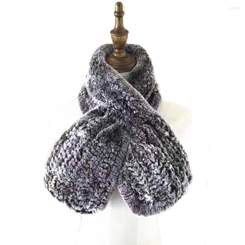 

Scarves Men's Real Rex Fur Scarf Unisex Winter Warm Neckerchief Wraps Fashion Fish Tail Frost Black
