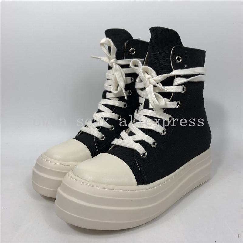 

2021 Top Quality Owen Seak Women Canvas Shoes Luxury Trainers Platform Boots Lace Up Sneakers Casual Height Increasing Zip High-TOP Blac Inw
