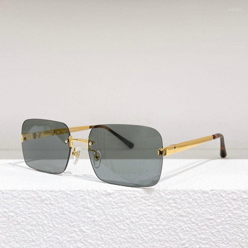 

Sunglasses 2022 Rimless Rectangular Metal Glasses Frame Women Fashion With Diamonds