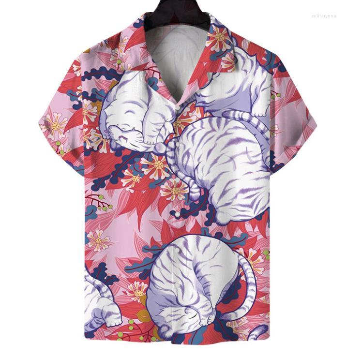 

Men' Casual Shirts 2022 Cross-border Cuban Collar Summer Men' Short-sleeved Printed Shirt Hawaiian Seaside Vacation, Beige