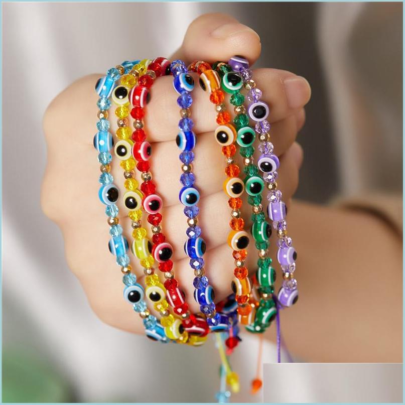

Charm Bracelets Turkish Evil Blue Eye Beads Bracelet Handmade Braided Rope Chain Colorf Couple Crystal Bracelets Drop Delivery Jewelr Dhjwk
