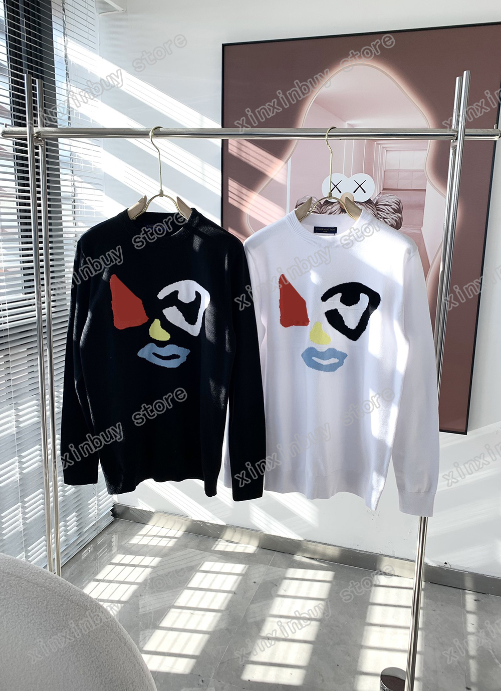 

xinxinbuy Men designer Hoodie sweater Jacquar Knitted wool fabric Paris women black Apricot gray XS-2XL, 01