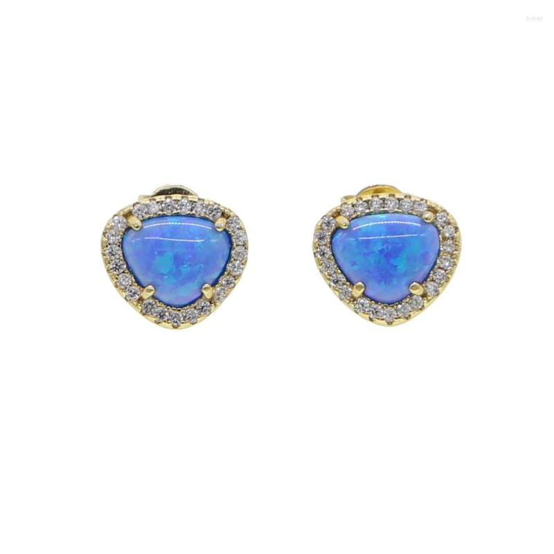 

Stud Earrings Fashion Female Small Round Blue Opal Stone Color For Women