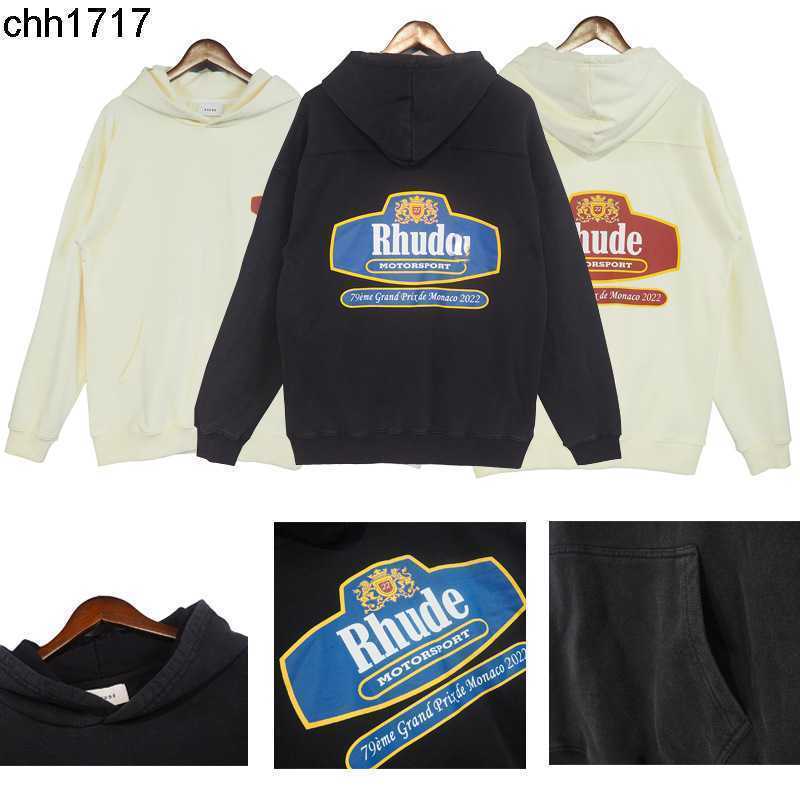 

Autumn and winter high-quality rhudes 22s fashionable wash water printed letters men' and women' Hoodie, Retro black