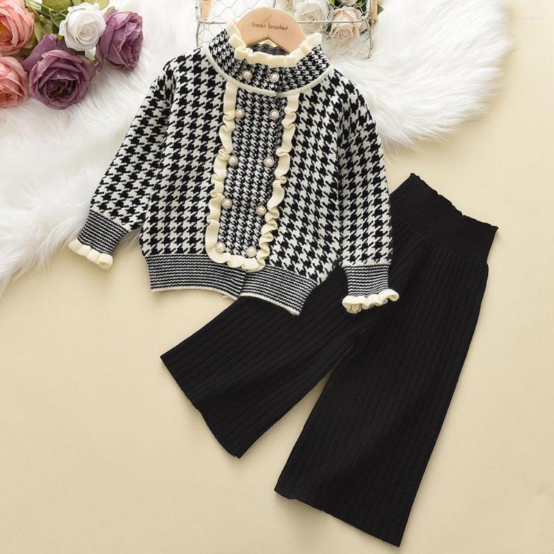 

Clothing Sets Melario Kids Clothes Set Winter Long Sleeve Plaid Lace Sweater Solid Color Straight Pants Two Piece Fashion Girls Outfits, Ax1986gray