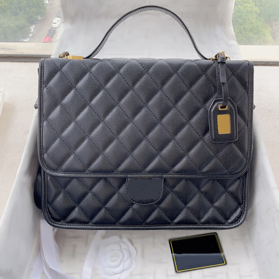 

Womens Caviar Cowhide Backpack Patent Leather College Crossbody Bags Classic Quilted Hardware Turnbuckle Designer Large Capacity Multi Pocket Handbags 31x25CM