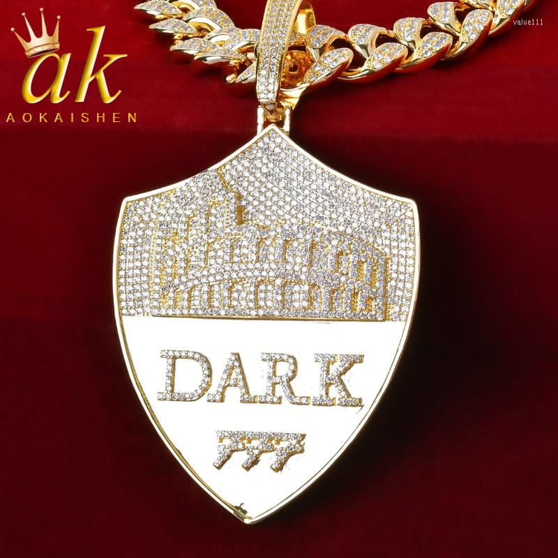 

Pendant Necklaces Shield Necklace Gold Color Charm Men's Hip Hop Rock Street Jewelry