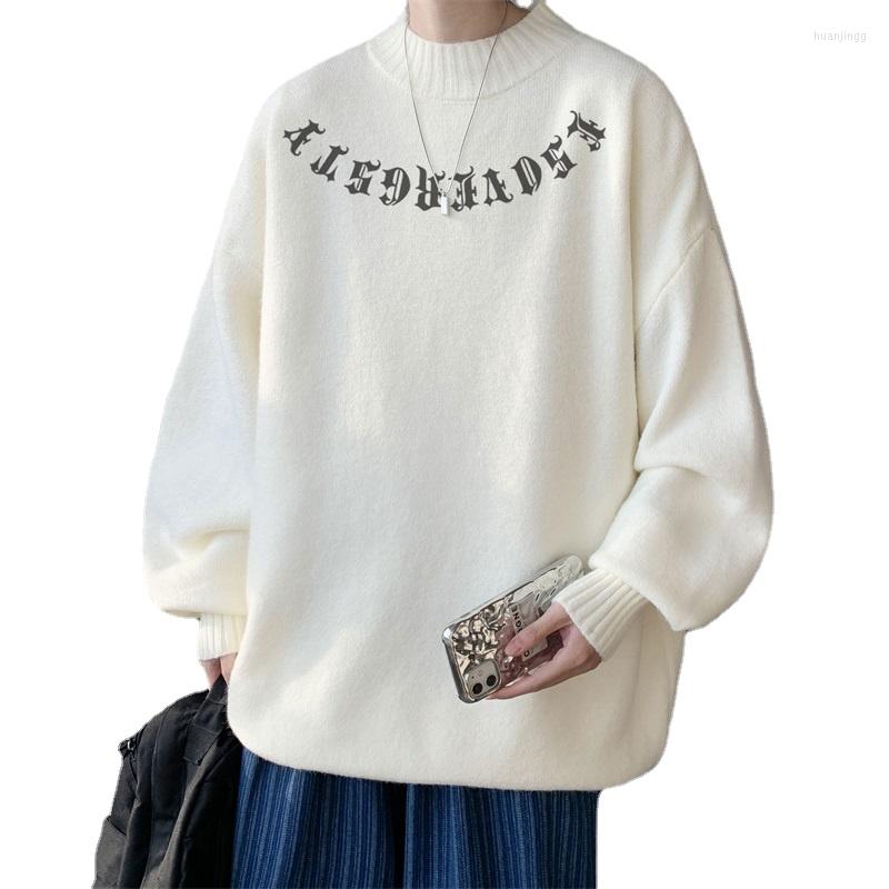 

Men's Sweaters Male Thicken Fleece Casual Oversized Pullovers Loose Autumn Outwear Couple Outfit Sweatshirts, Black