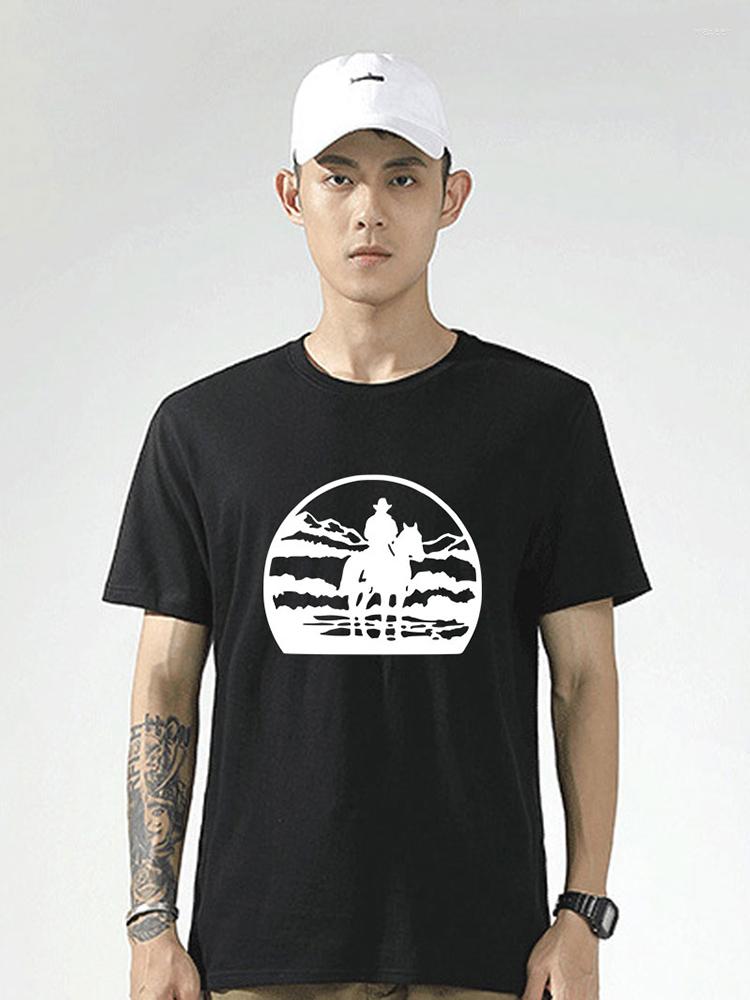 

Men's T Shirts Lone Horse Man Interesting Fashion Shirt Short SleeveT-shirt Men Harajuku Loose Oversize Streetwear Clothes, Black