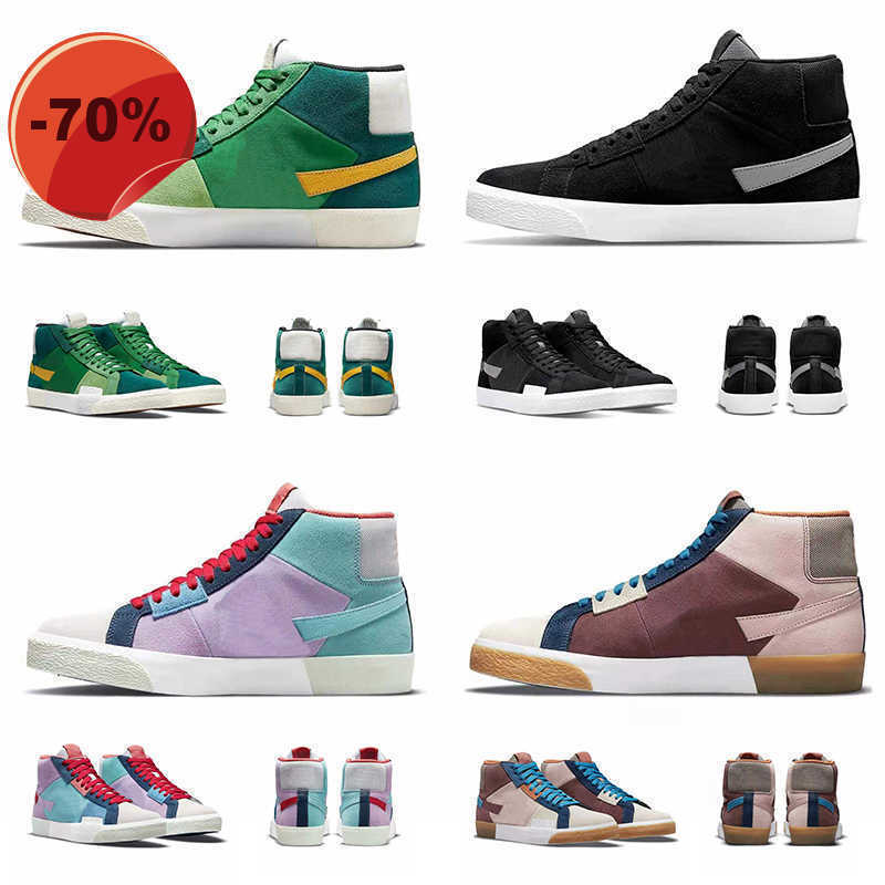 

OG 2021 New Arrival PRM SB Zoom Mosaic Blazer Mid Green Yellow Blue Black Ash Cashmere Men Women Sneakers Trainers Size 36-44, A3 blue mosaic 36-44