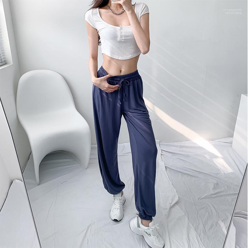 

Women' Pants Women' & Capris 2022 Fashion Spring Summer Thin Bottoms Sweatpants For Women Solid Elastic High-waist Loose Hip Hop, Blue
