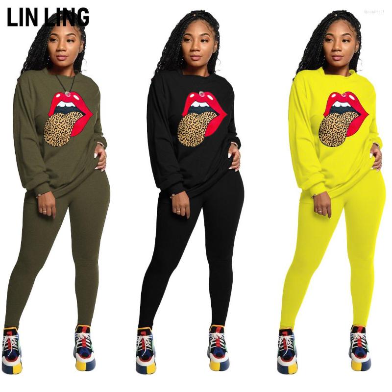 

Women' Two Piece Pants LINLING Round Neck Lipped Leopard Print Loose Fitting Pullover T-shirt Basic 2-piece Sportswear Womens Outfits, Army green