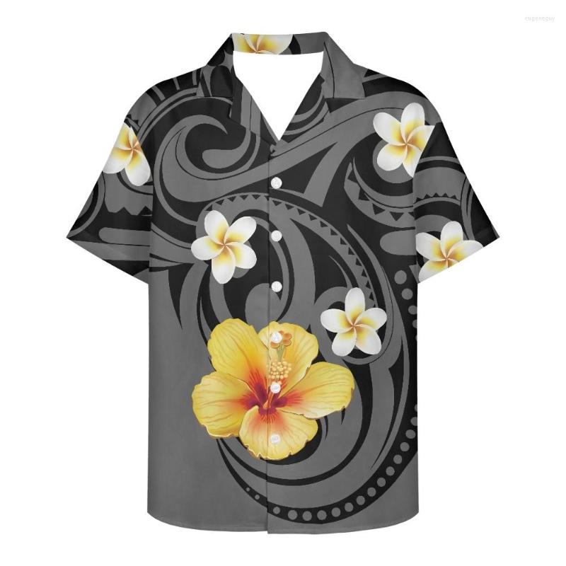 

Men's Casual Shirts Summer Vacation Samoan Tonga Comfortable Mens T High Quality Polynesian Tribal Hawaii Flower Print, Hbcs911f16