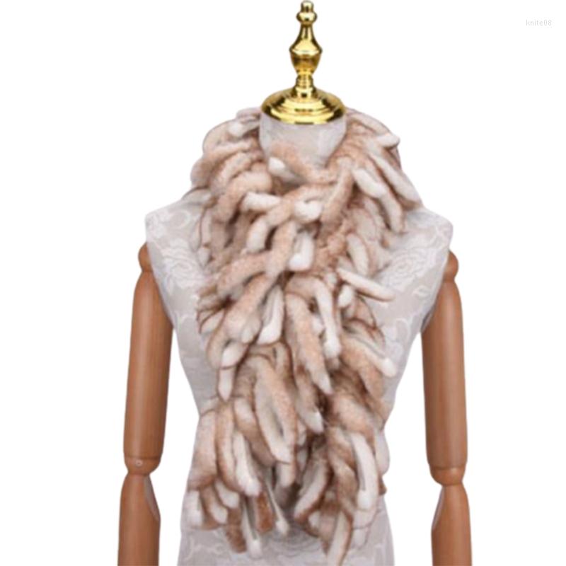 

Scarves Faux Fur Knitted Scarf Soft Warmer Winter Neck Gaiter Thickness Gifts For Women