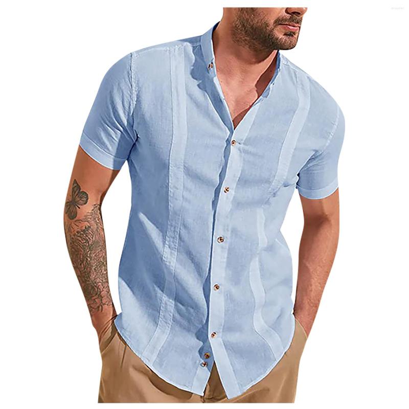 

Men's Casual Shirts Men's Summer Cotton Linen Male Solid Color Short Sleeve Loose Tops Breathable Shirt S-2XL, Black