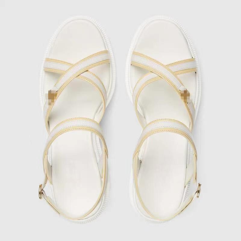 

High-Heeled Sandals Designer 'S Thick Soled Women 'S Leather Material Different Feeling Is Exquisite Craft Gives You A Looking Forward To Your Choice, Ivory