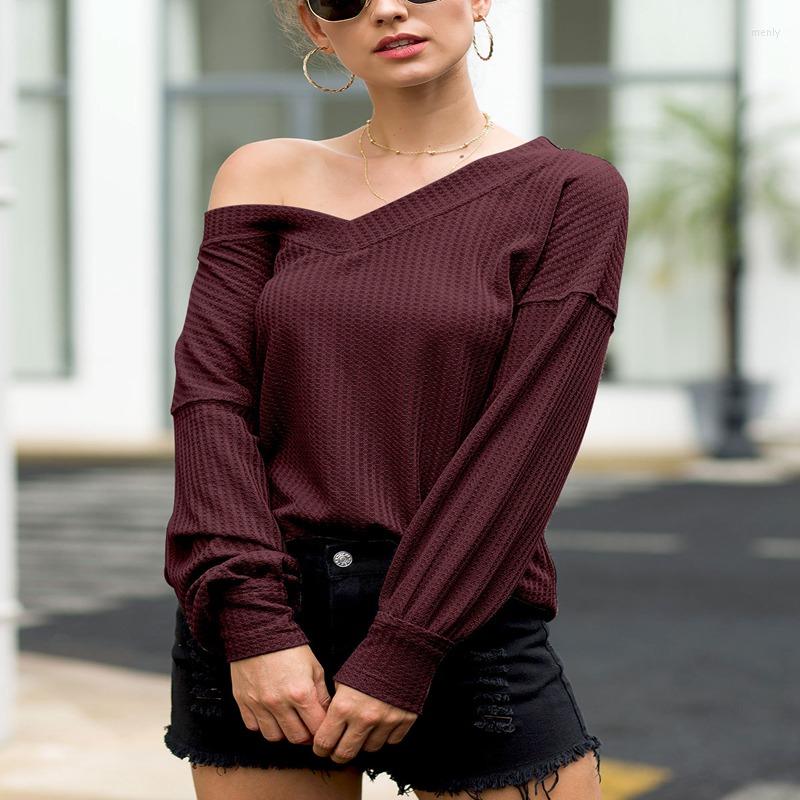 

Women's T Shirts Autumn Casual T-Shirt  6XL 7XL 8XL Fashion Women Sexy V-Neck Long Sleeve Solid Color Top, Black