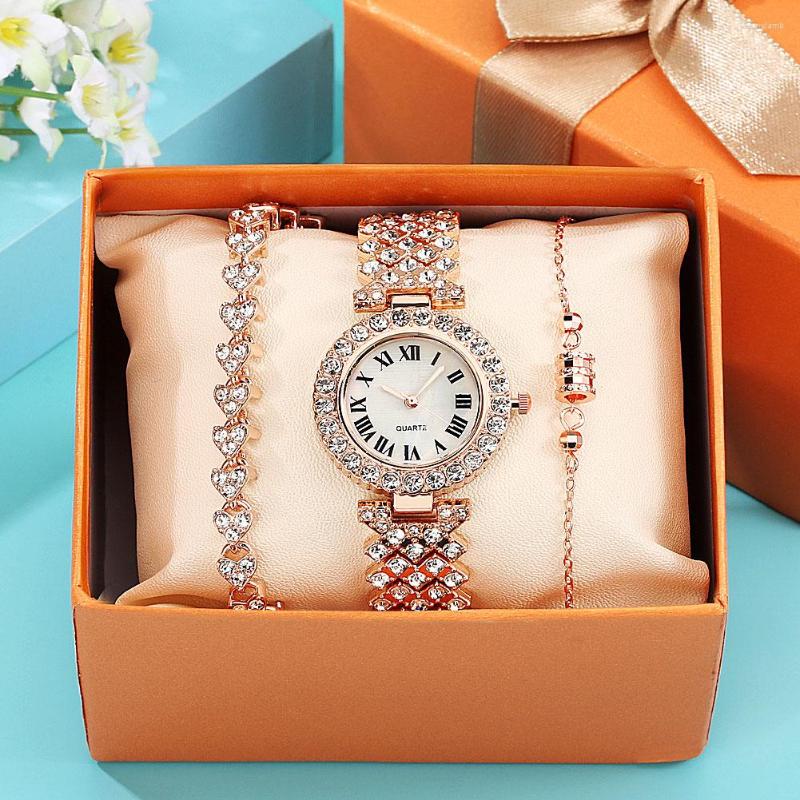 

Wristwatches Rose Gold Elegant Ladies Watches Waterproof Quartz Wristwatch Fashion Luxury Diamond Bracelet Set Gift For Women Reloj De Mujer, Watch bracelet 05