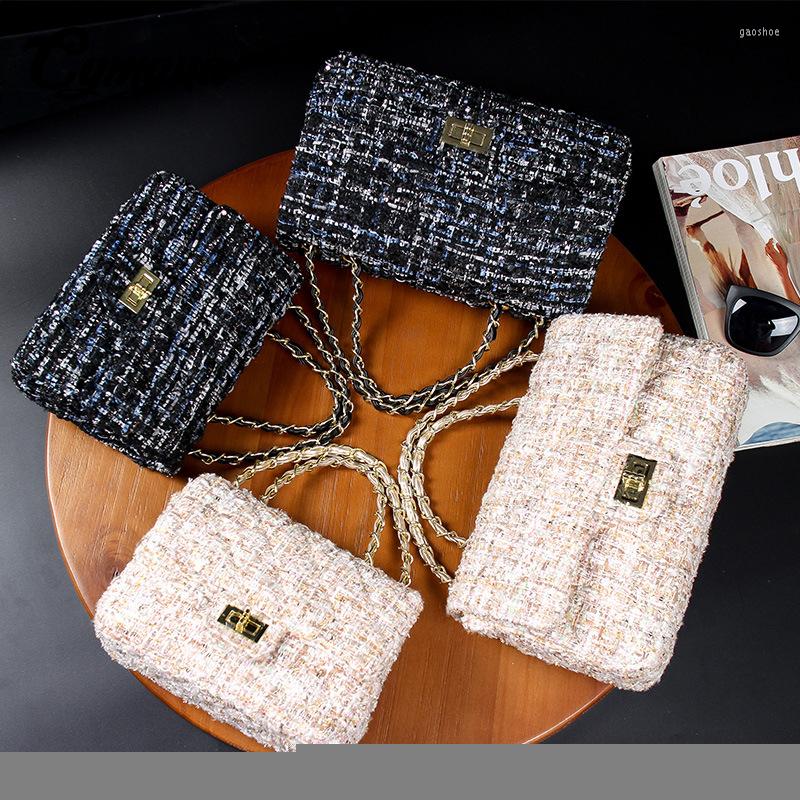 

Evening Bags Women Handbag 2022 Lattice Wool Crossbody Bag Luxury Designer Brand Ladies Retro Shoulder Messenger, Small blue