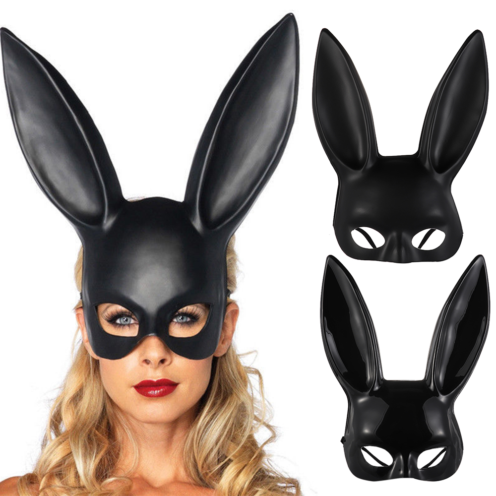 

Sexy Costumes Sexy Rabbit Ears Mask Rabbit Face Mask Bunny Girl Mask Sexy Party Costume Cosplay Masquerade Bunny Girl Headband Nightclu, Black-matte