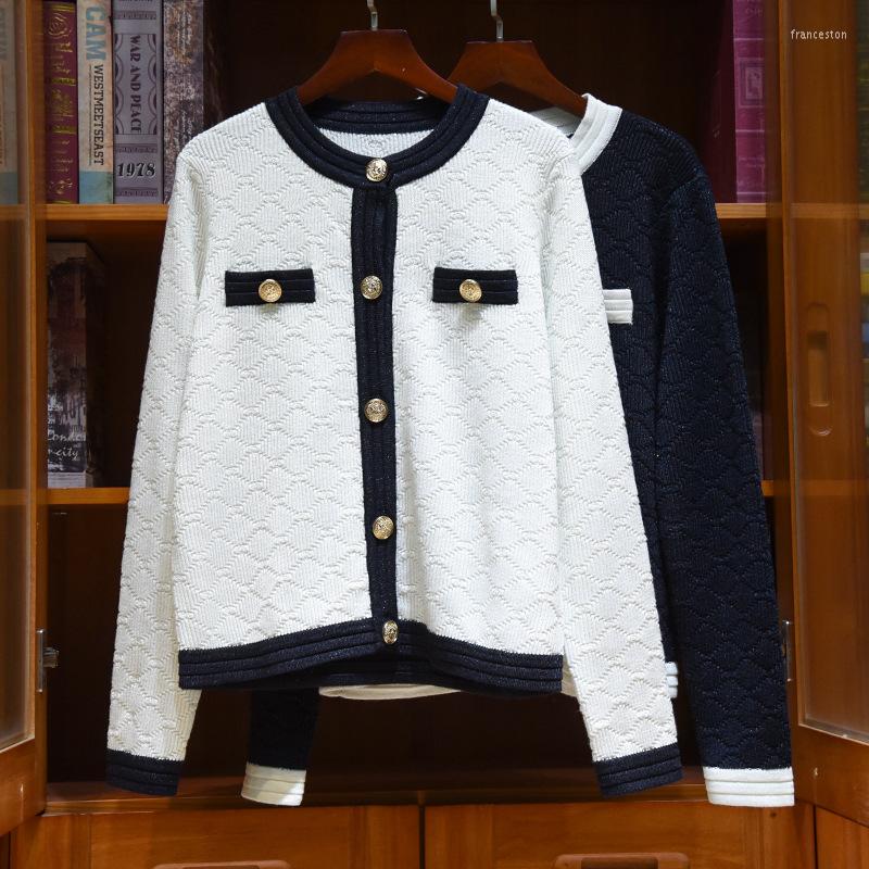 

Women' Knits 2022 Autumn Chic Women' High Quality 50% Wool Knitted Coat Fashion Elegant Women O-neck Cardigans C215, White