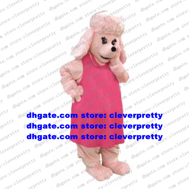 

Pink Long Fur Mascot Costume Female Dog Poodle Pudel Adult Cartoon Character Marketplace Hypermarket Birthday Party zx2798, As in photos