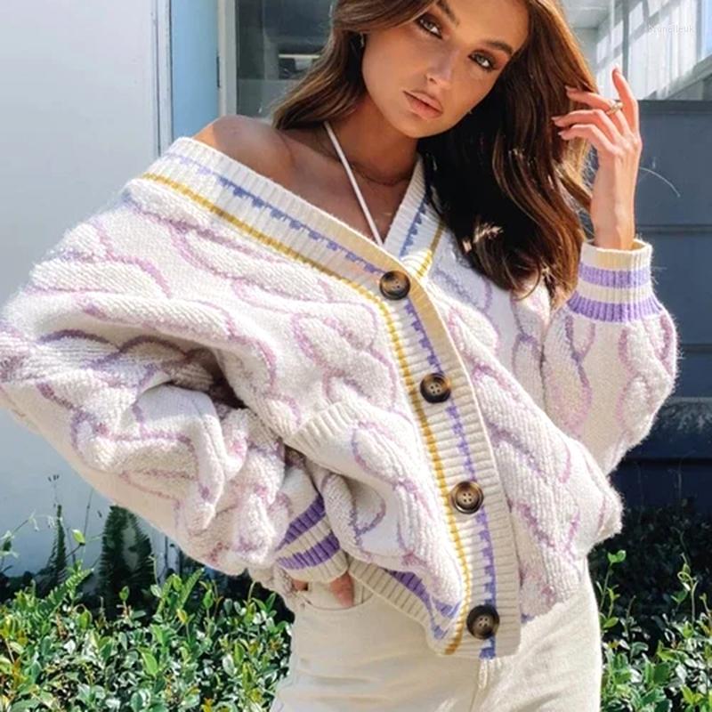 

Women's Knits GypsyLady Vintage Loose Sweater Cardigan Jacket Thick Autumn Knitted Long Sleeve Women Knitwear Ladies Jumper Outwear, White