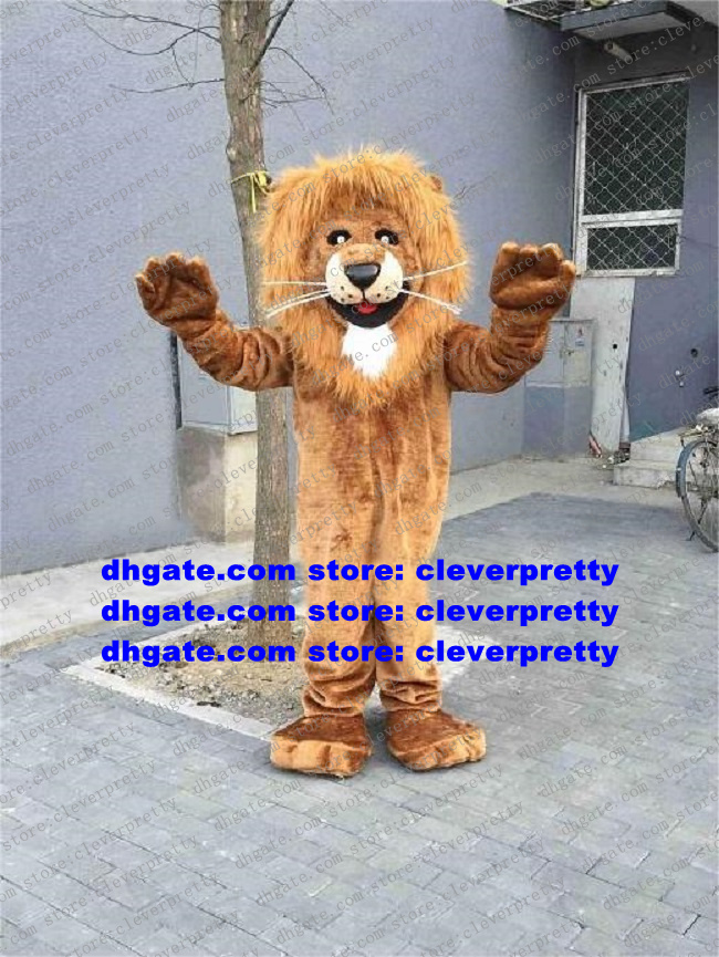 

Brown Long Fur Lion Wild Animal Mascot Costume Adult Cartoon Character Outfit Suit Ambulatory Walking Attract Popularity zx410, As in photos