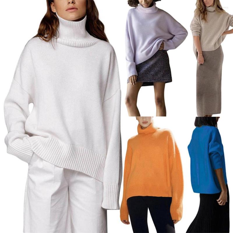 

Women' Sweaters Douhoow Women' Oversized Turtleneck Long Sleeve Temperament Casual Loose Knitwear Autumn Winter Solid Color Jumpers, Blue