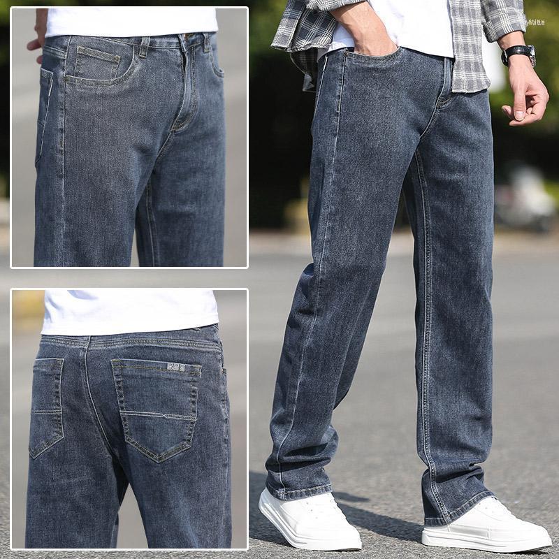 

Men's Jeans Men's Brand Men's Lightweight Cotton Stretch Casual Straight Loose Four Seasons Breathable Denim Plus Size 42, Dark blue