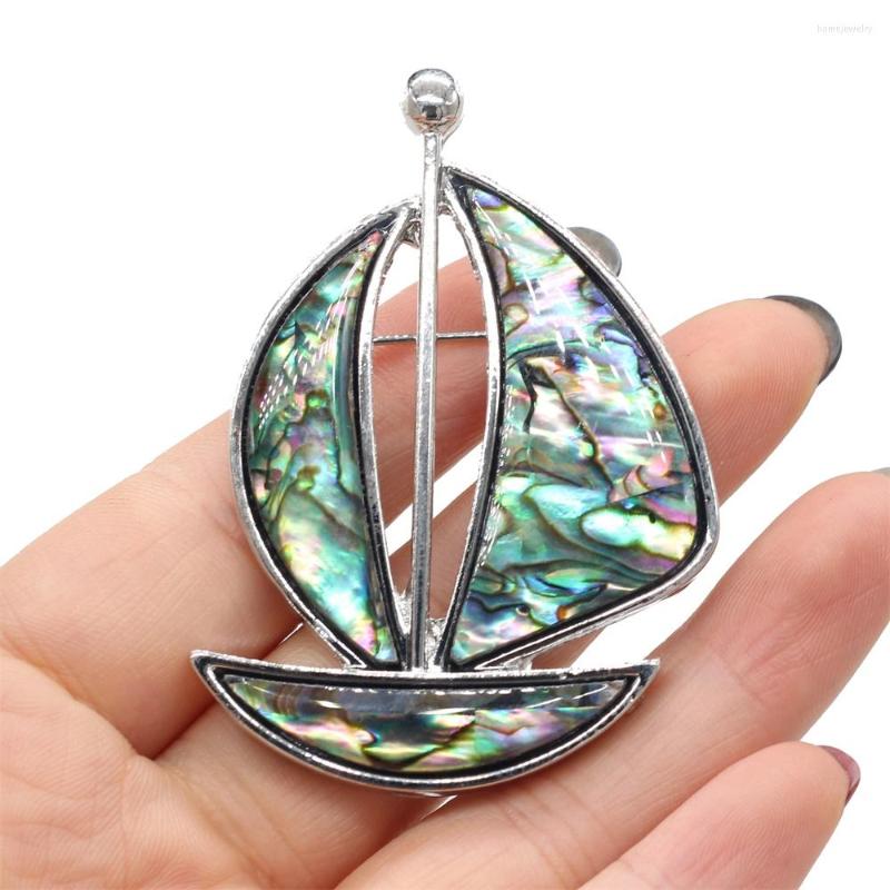 

Pendant Necklaces Natural Freshwater Shell Brooch Sailboat Shaped Creative Men And Women Making DIY Necklace Bracelet Jewelry Gift