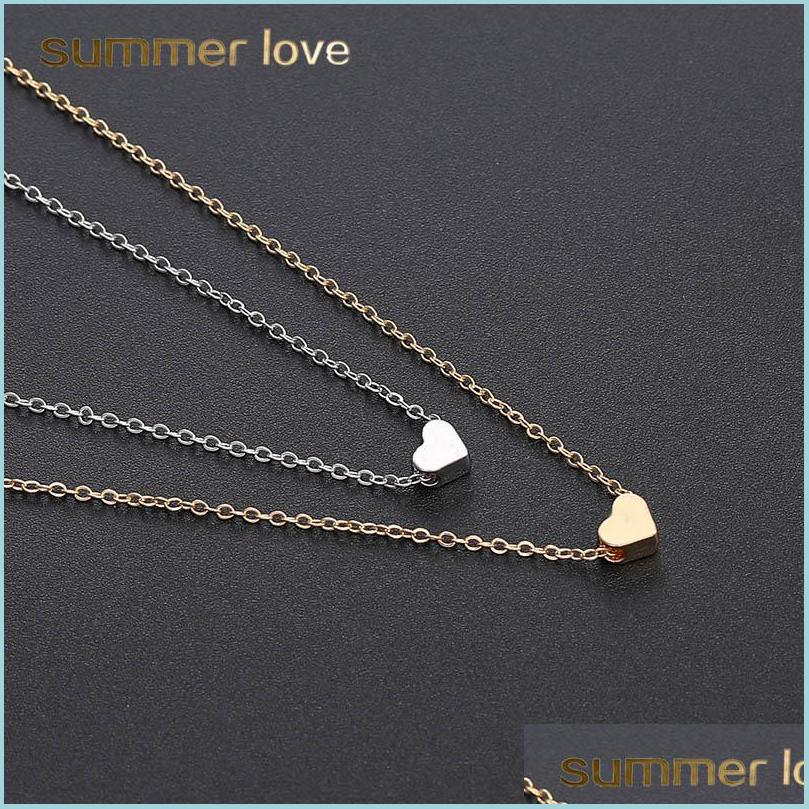 

Pendant Necklaces New Classic Clavicle Chain Necklace Small Love Heart Pendant For Women Girl Gold Sier Choker Party Wedding Jewelry Dh5Rh