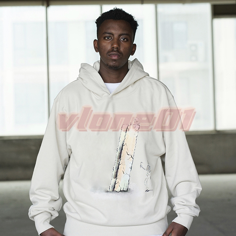 

High Fashion Mens Embroidery Hoodies Womens Streetwear Sweatshirts Couples Skeleton Print Hooded Tops Size S, White