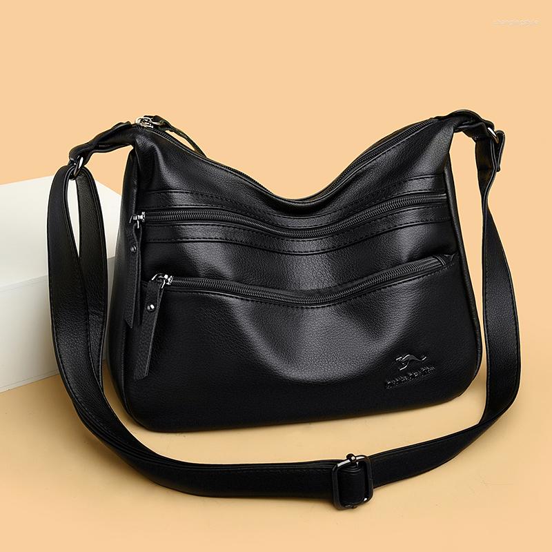 

Evening Bags Leather Shoulder For Women 2022 Large Capacity Crossbody Bag Multi-pockets Messenger Woman Designer Purses And Handbags, Red