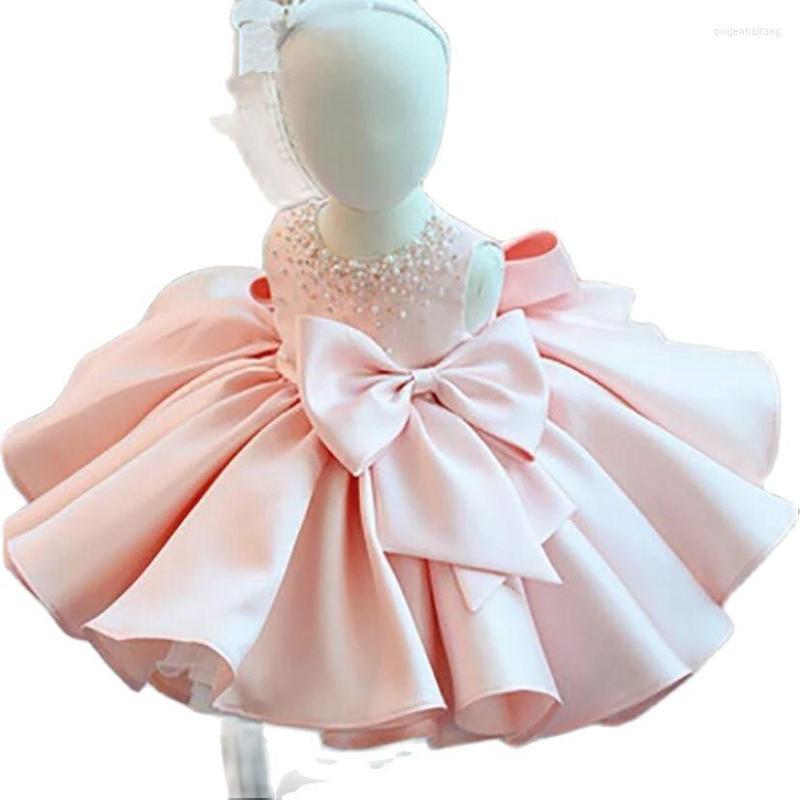 

Girl Dresses Infant Clothes Beads Lace Bow Born Baptism Dress Sleeveless Baby Girls Party Christening 1 Year Birthday Outfits, Green