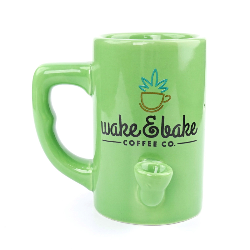 

Green Ceramic Smoking Tobacco Coffee Mug Pipe Multifunction Wake and Bake Mugs All In One Coffee Cup