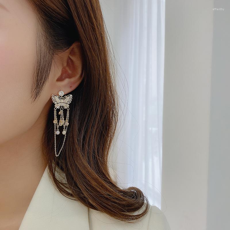 

Dangle Earrings Trendy Bowknot Women Butterfly Long Tassel Female Simple Sweet Love Pendant