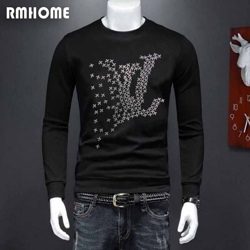 

Men's Hoodies Plane Rhinestone Sweater Winter Warm Male Pullover Cotton New Design Fashion Handsome Causal Loose Fashionable Top Daily Party Man Pullover Clothing, Yellow