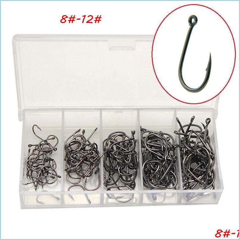 

Fishing Hooks 500Pcs/Box 5 Sizes Mixed 812 Black Ise Hook High Carbon Steel Barbed Fishing Hooks Fishhooks Pesca Tackle Bl53 Drop De Dh6Hv