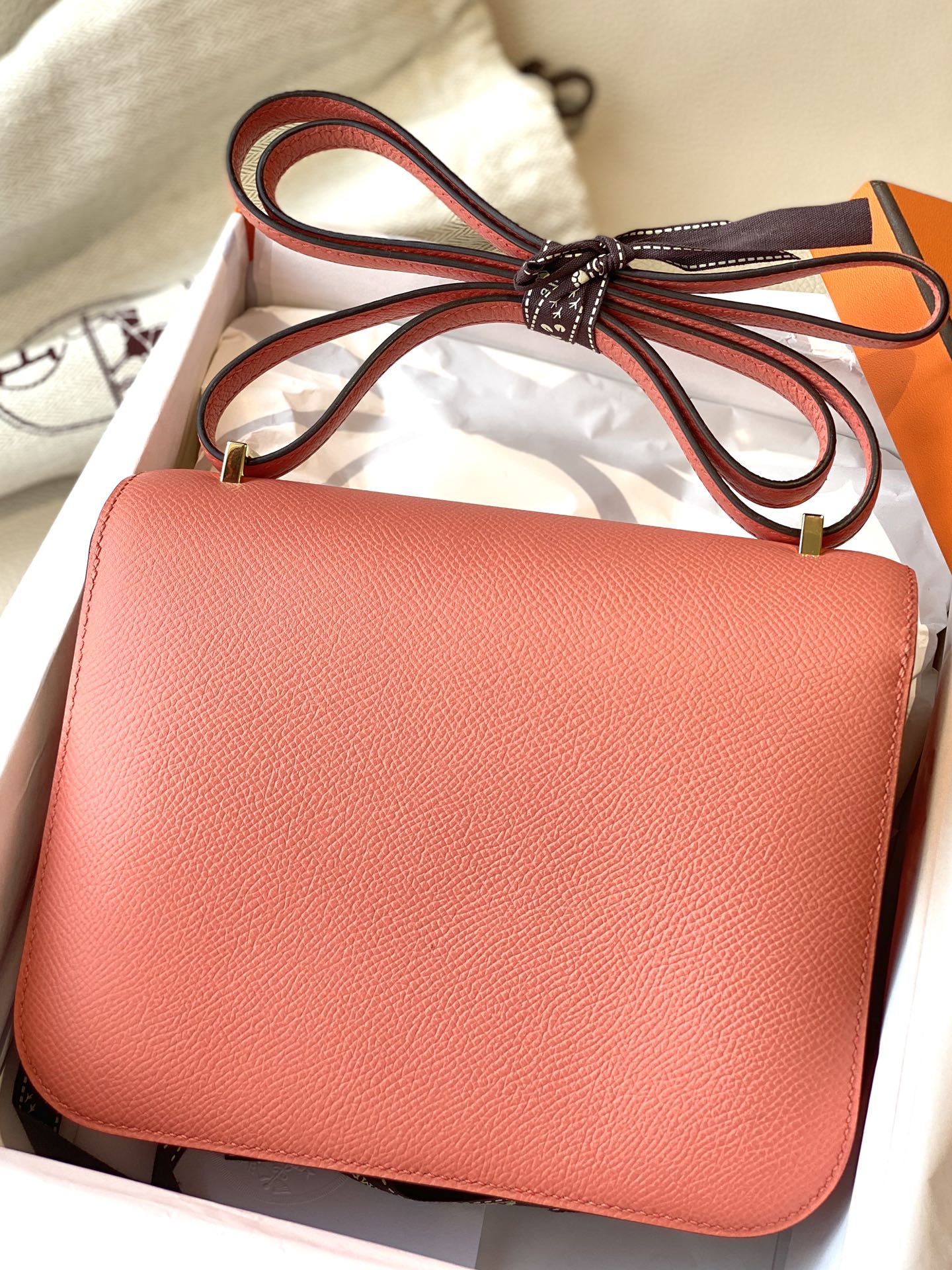 

Designer bag 19cm Constancebag L5 Lobster pink gold buckle Epsonskin