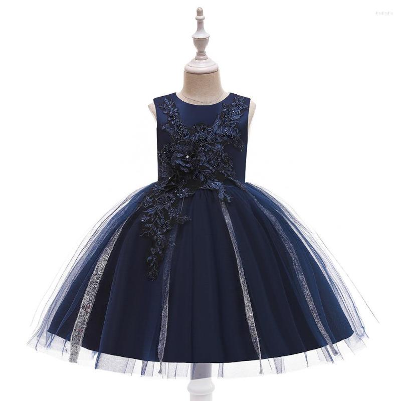 

Girl Dresses Cute Flower For Wedding Lace Floral Appliques Tiered Skirts Girls Pageant Dress Navy A Line Kids Birthday, L5226-pink