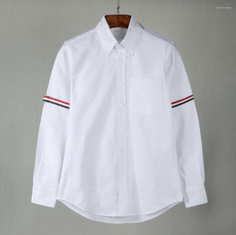 

Men's Casual Shirts 2022 Autumn Shirt For Men Oxford Embroidery Striped Fashion Cotton Turn-Down Collar Pocket Long-sleeves Formal Business, Blue