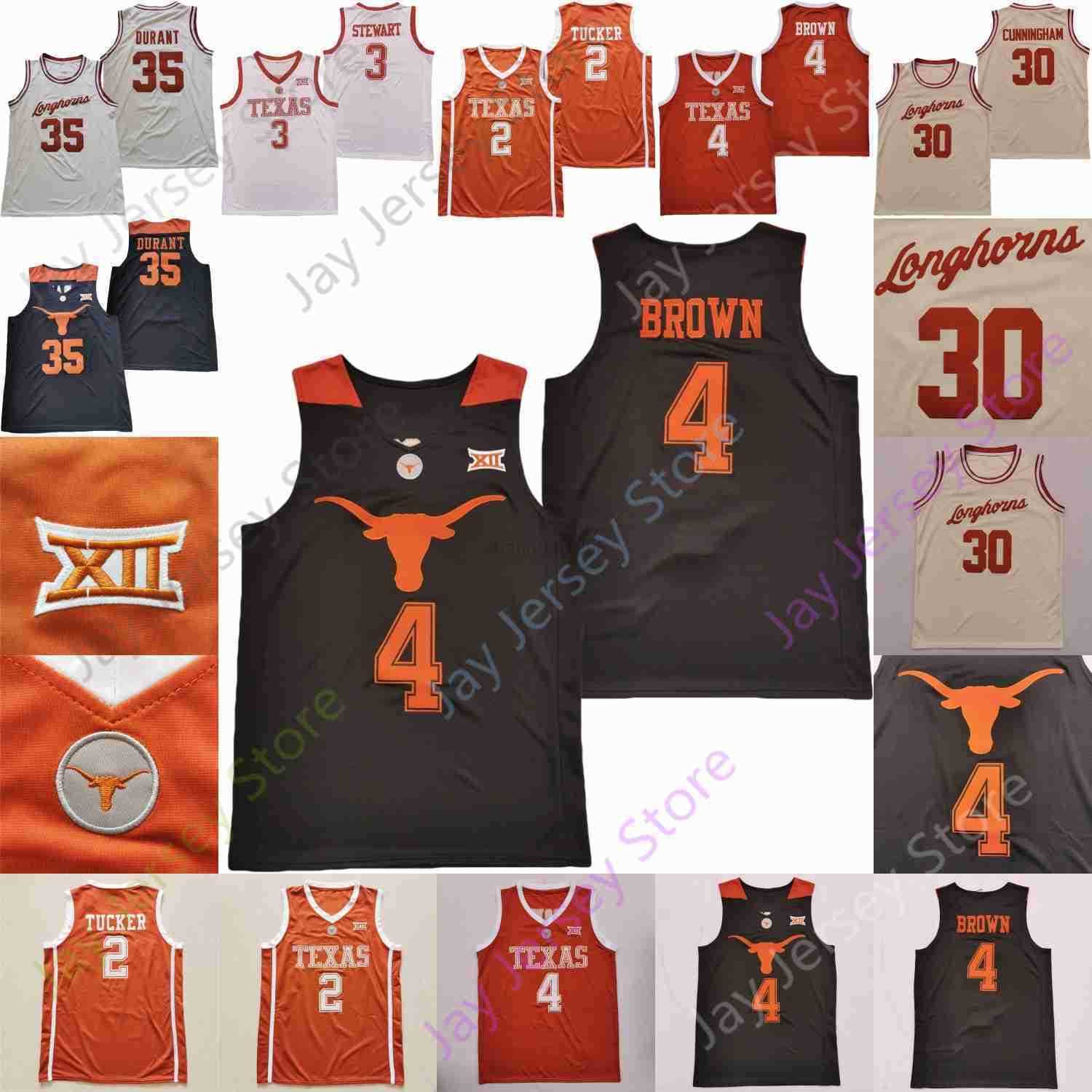 

College Basketball Wears Texas Longhorns Basketball Jersey NCAA Durant Andrew Jones Courtney Ramey Jase Febres Brock Cunningham Tucker Greg Brown, Yellow i