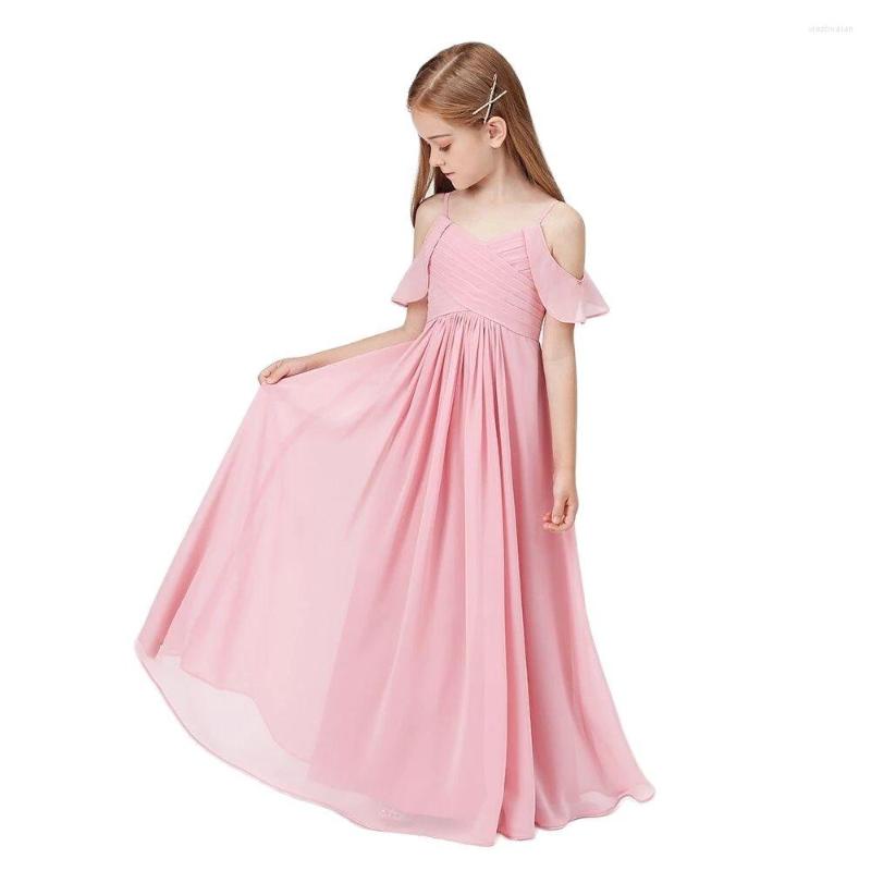 

Girl Dresses Blush Junior Bridesmaid Party Ruffled Sleeves Dress Wedding Banquet Kids Birthday For Girls, Red