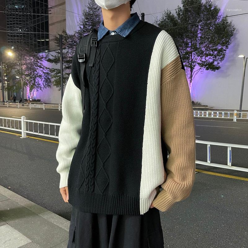 

Men's Sweaters Sweater Pullovers Men Winter Warm Vintage Japanese O-neck American Baggy Teens All-match Streetwear Knitting Fashion Ins, White