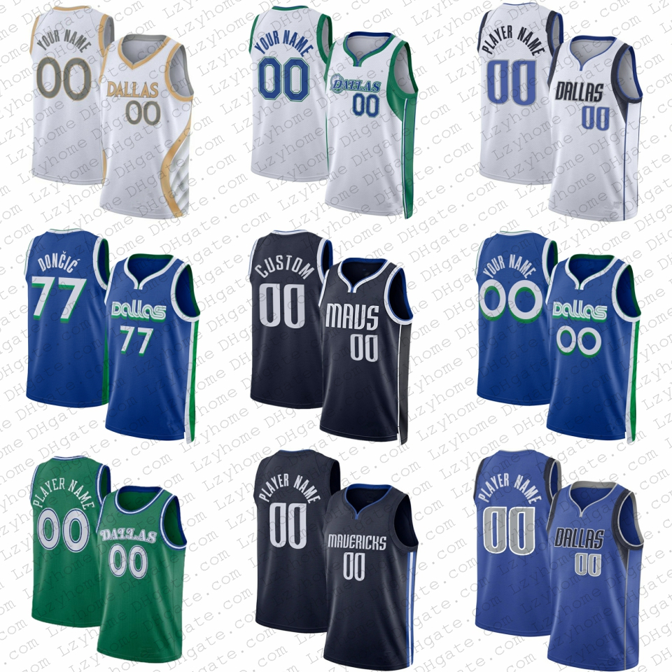 

Luka Doncic Spencer Dinwiddie Maverick Custom Basketball Jerseys Christian Wood Maxi Kleber Dwight Powell Reggie Bullock Dorian Finney-Smith 2022 2023 City, Mens